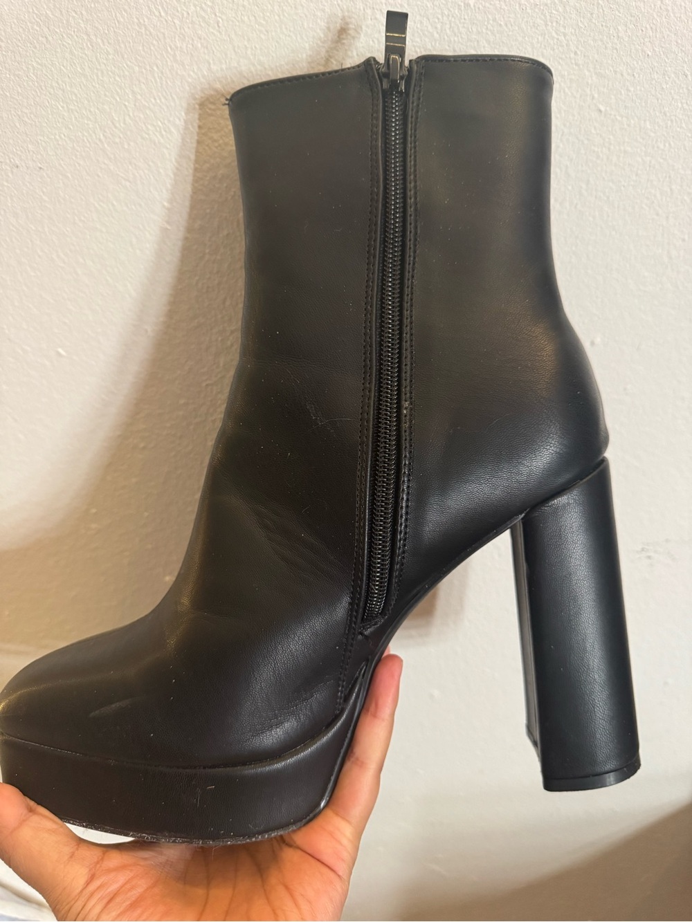 Black High Block Heel Ankle Boots - Women's Fashion